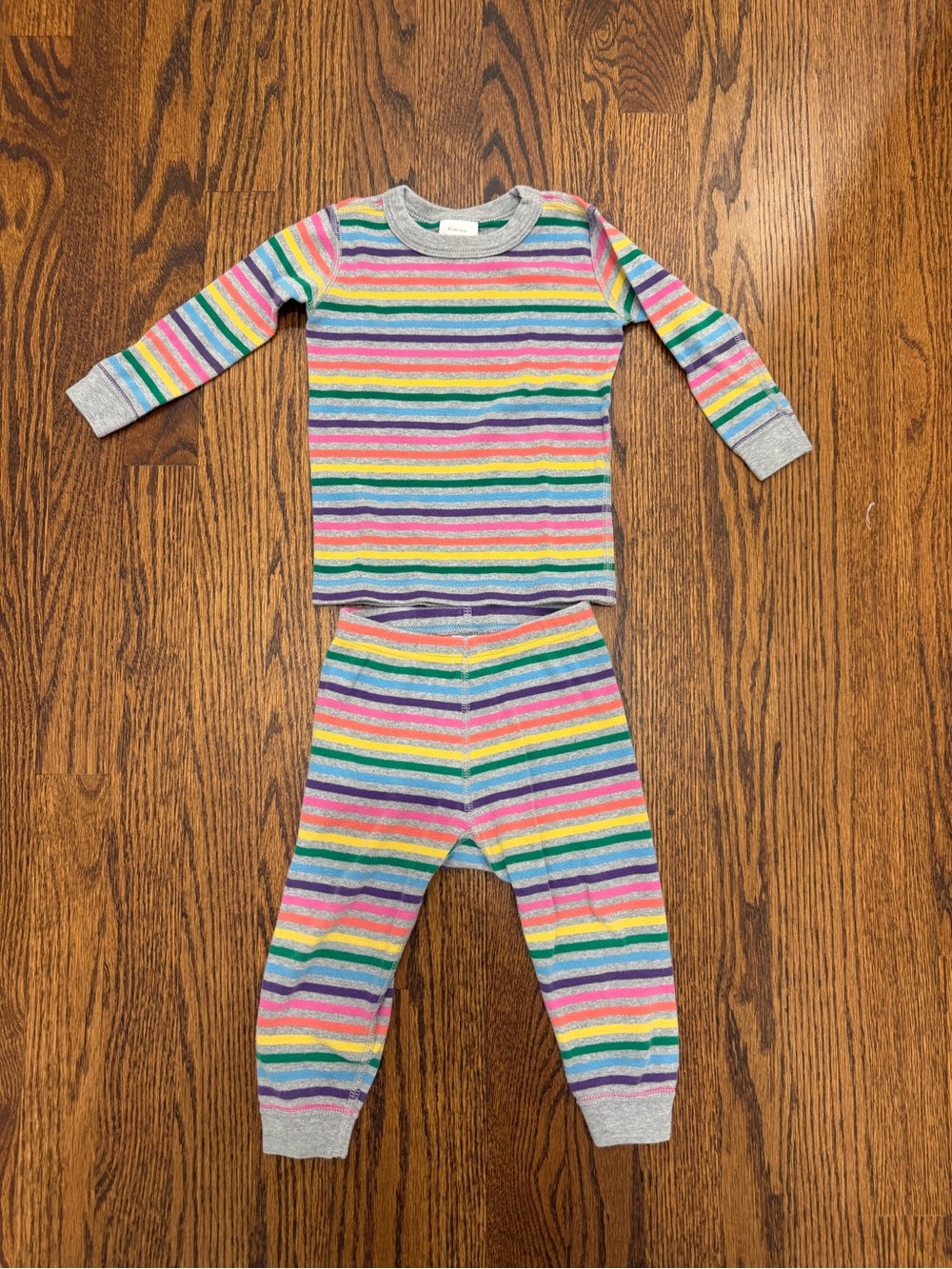 Kids Rainbow Stripe Pajama Set - Multicolor